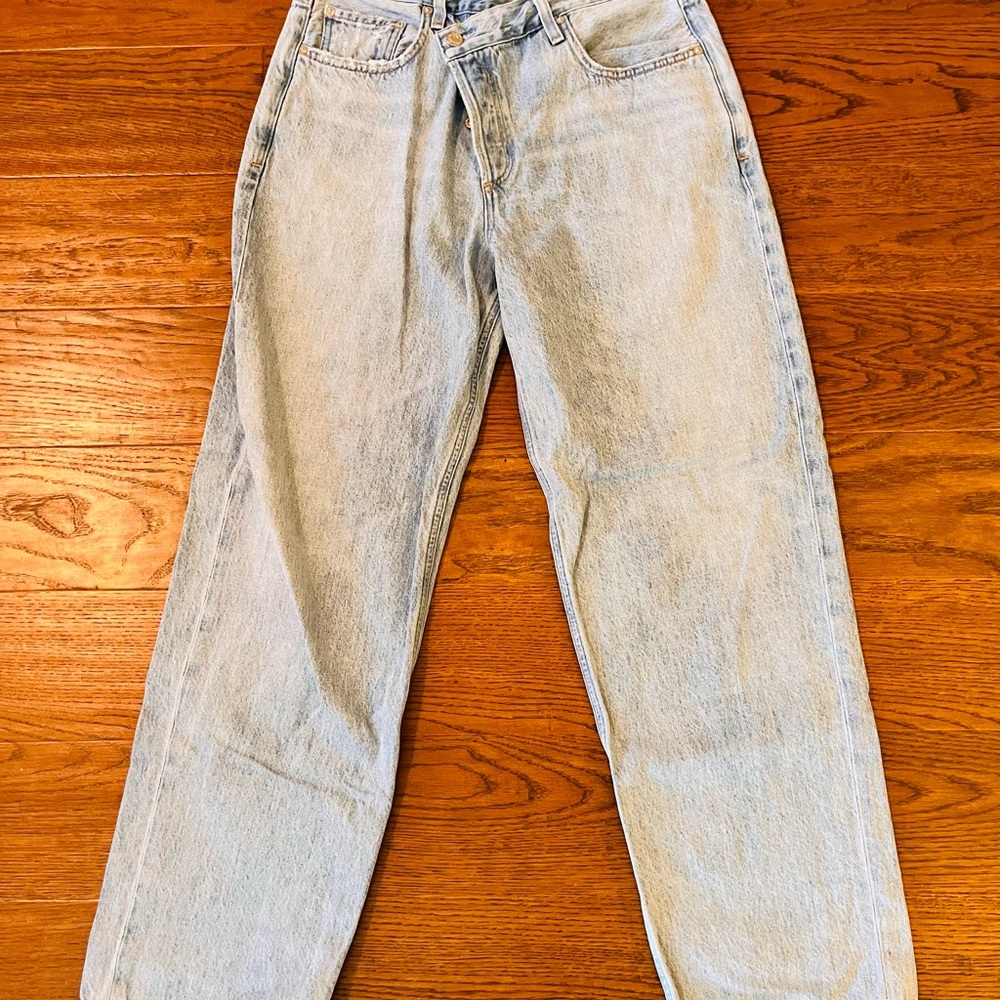 Agolde Criss Cross Light Wash Straight Jeans
